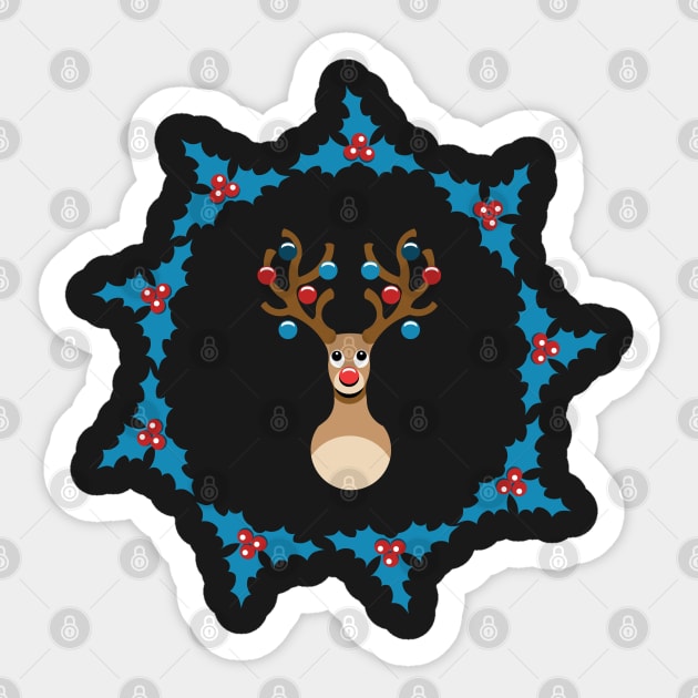 Cute Rudolph Reindeer Mistletoe Sticker by atomguy